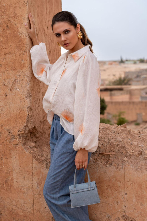 Geisha beige dames blouse