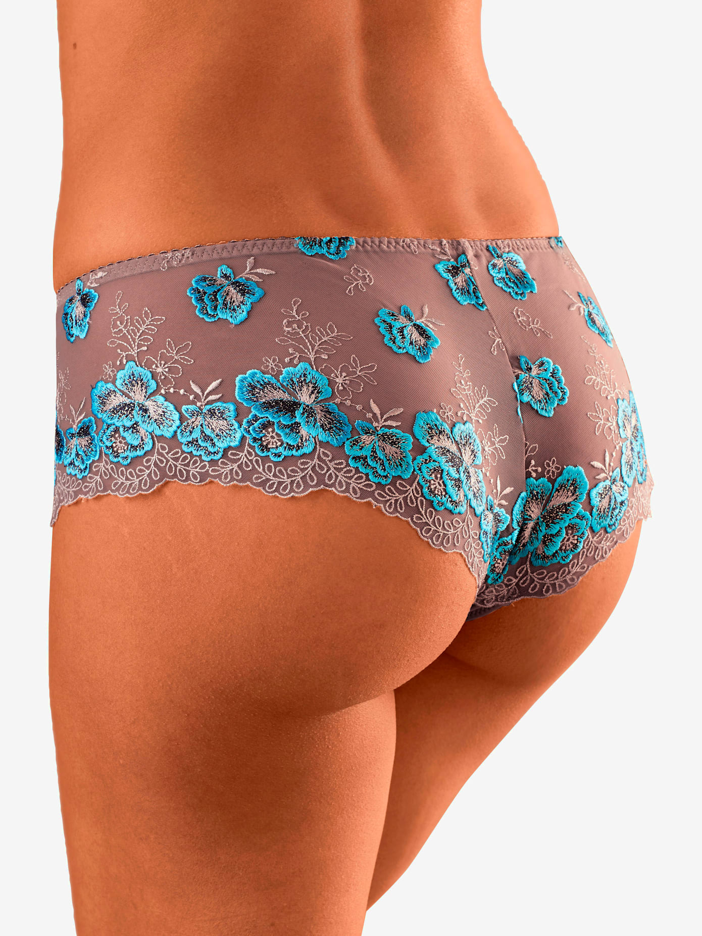 Panty féminin avec superbe dentelle florale brodée
