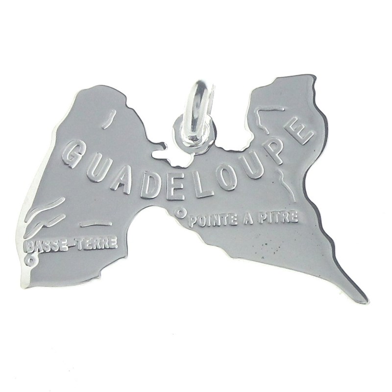 Pendentif Ile de la Guadeloupe gwada 971 en Argent 925°/00 + chaîne