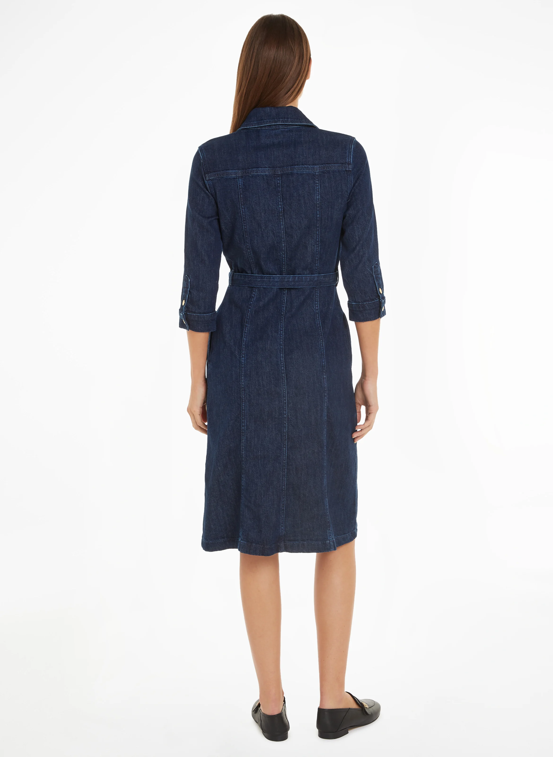 Robe midi denim en coton | Jean brut