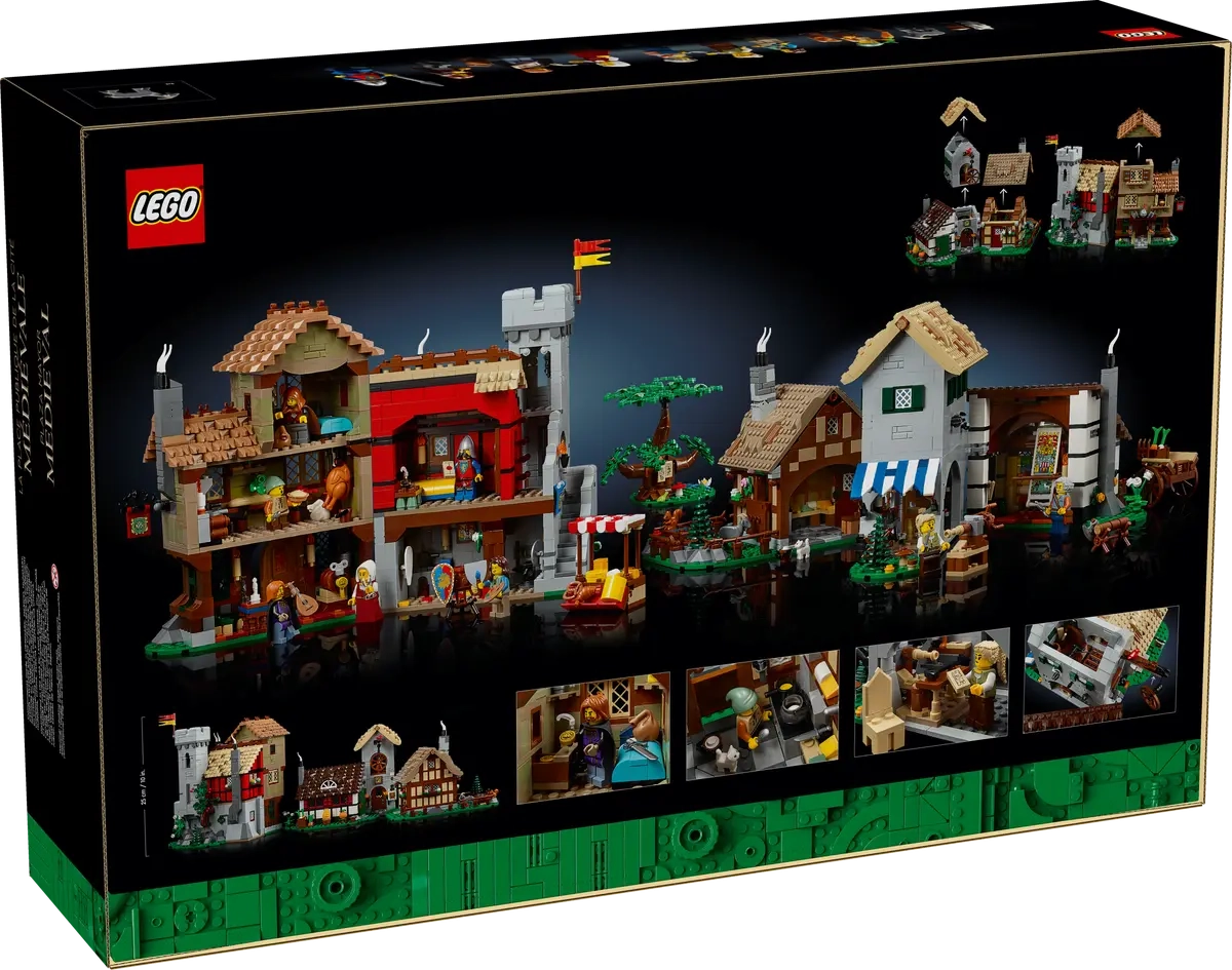 (3304-tlg. Set) Icons Klemmbausteine Architektur Spielzeug Building Modell Bausatz (10332) - Mittelalterlicher Stadtplatz