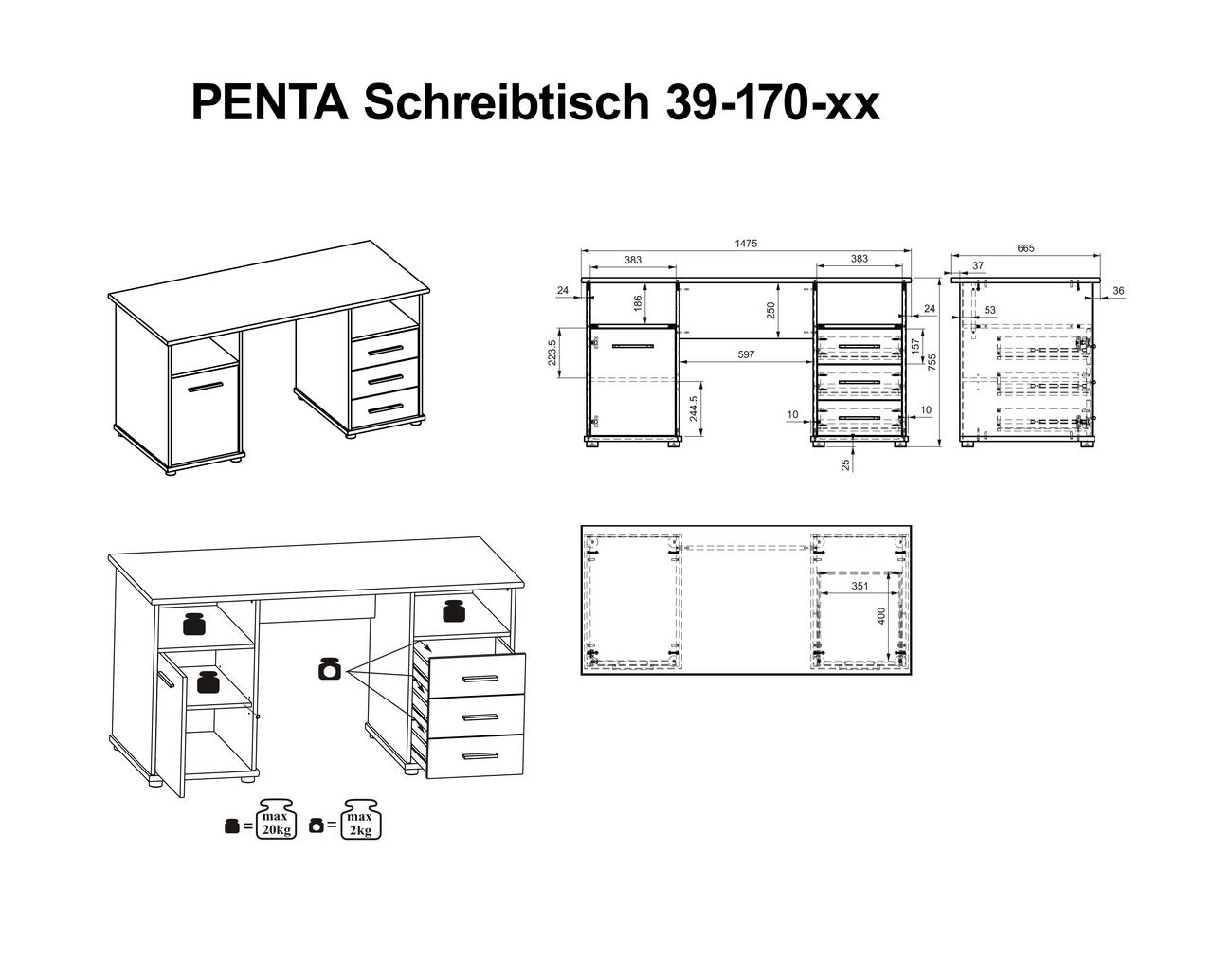 Cantus Schreibtisch PENTA