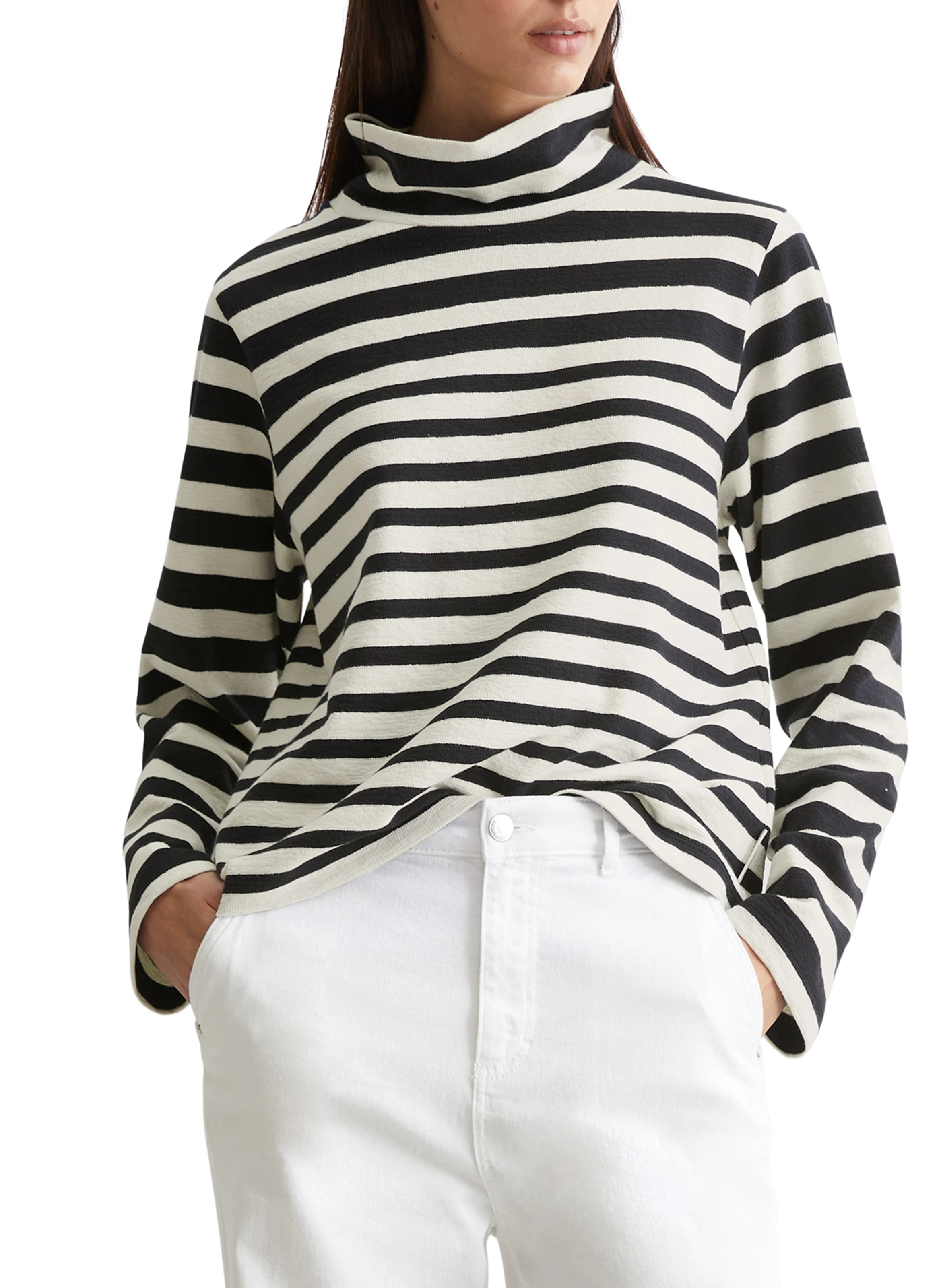 Tee-shirt droit rayé en coton | Bleu