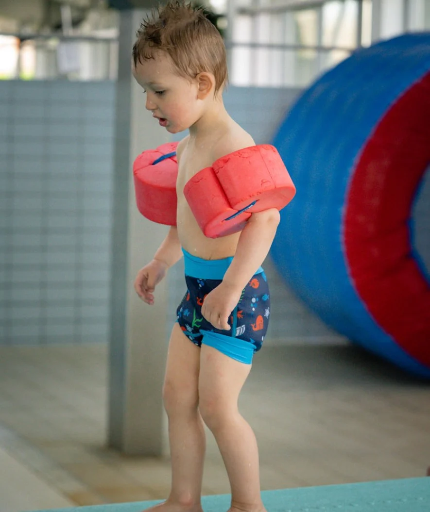 Watery blebadebukser til børn - Neoprene Swim Nappy - Green Stripes