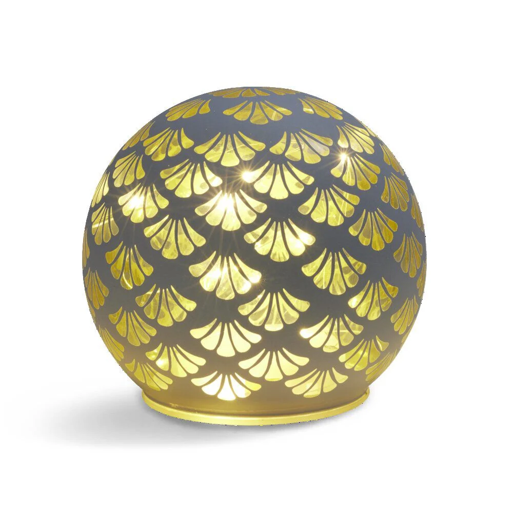 Boule déco LED verre et métal blanche Ø12cm