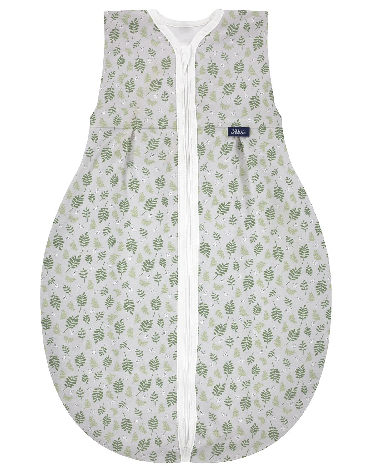 Kugelschlafsack MOLTON – DRIFTING LEAVES in grau/grün