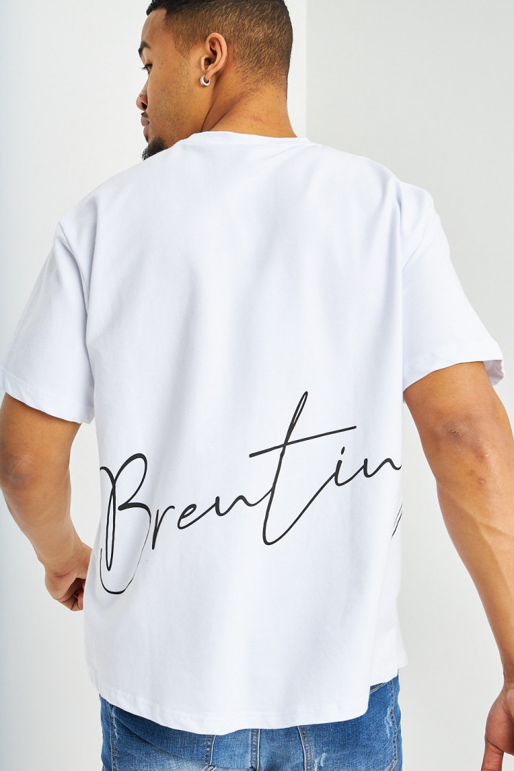 T-shirt blanc à inscriptions noires Brentiny