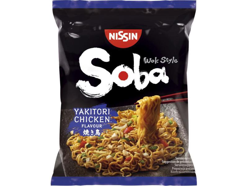 Nissin Food Soba Yakitori Chicken 9 x 110 g Asiatisches Nudelgericht mit würziger Sauce
