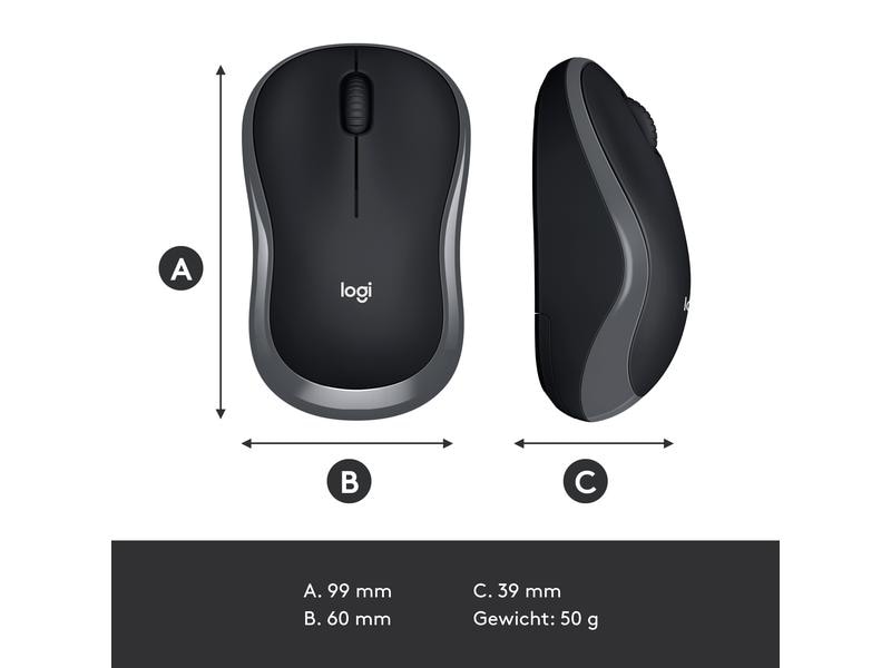 Logitech Maus M185 Wireless Kabellose Notebookmaus mit Nano-Empfänger, USB