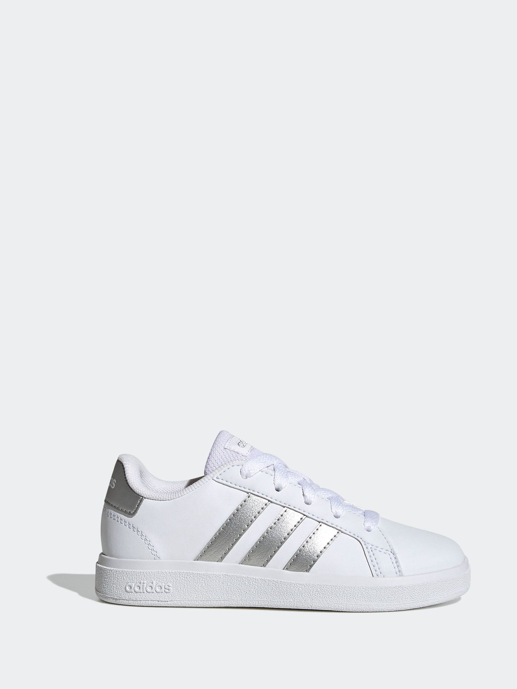 Wit/zilver - adidas Grand Court vetersneakers voor kinderen