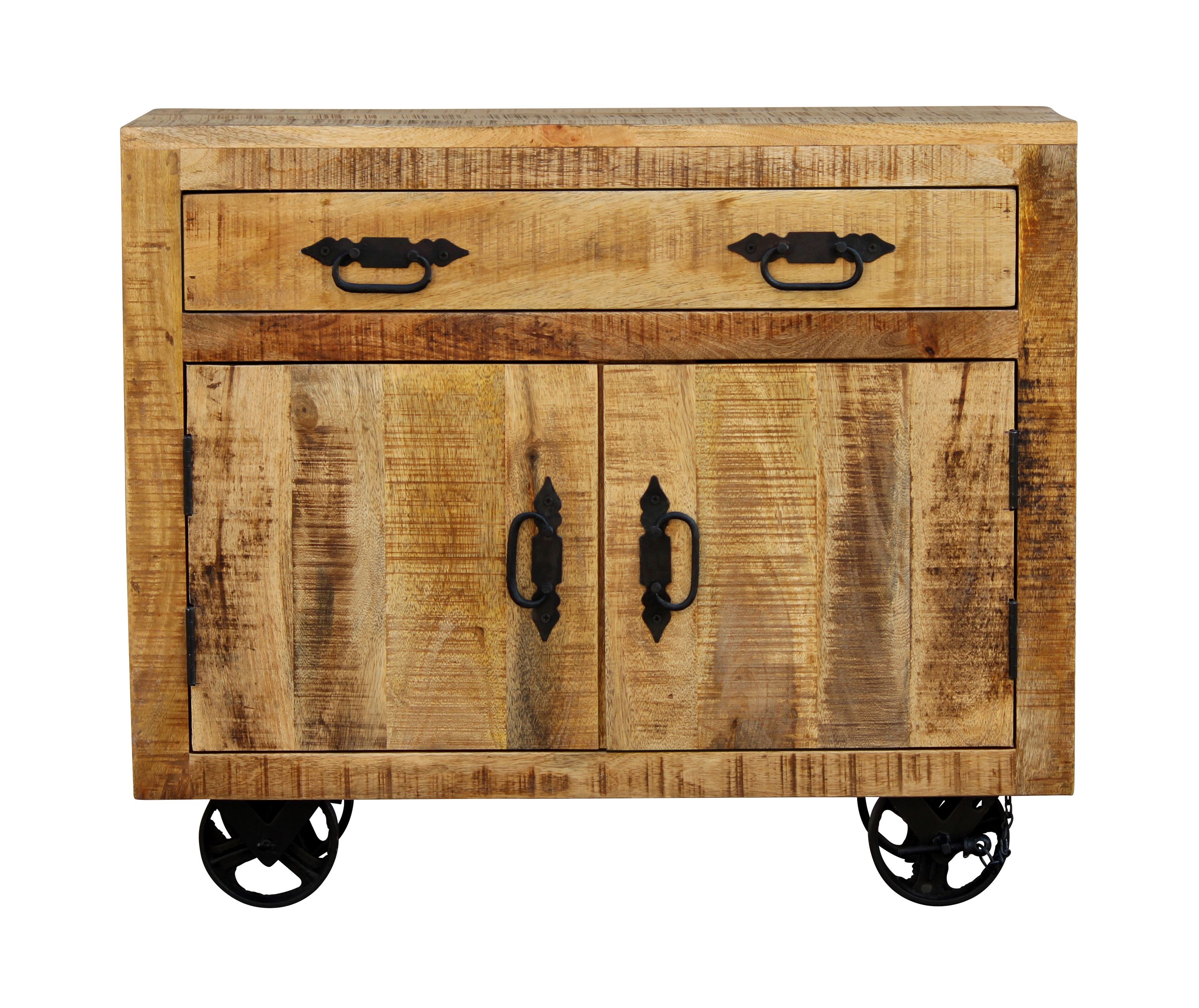 Sideboard Holz Vintage BASIL auf Rollen 80 x 70 cm
