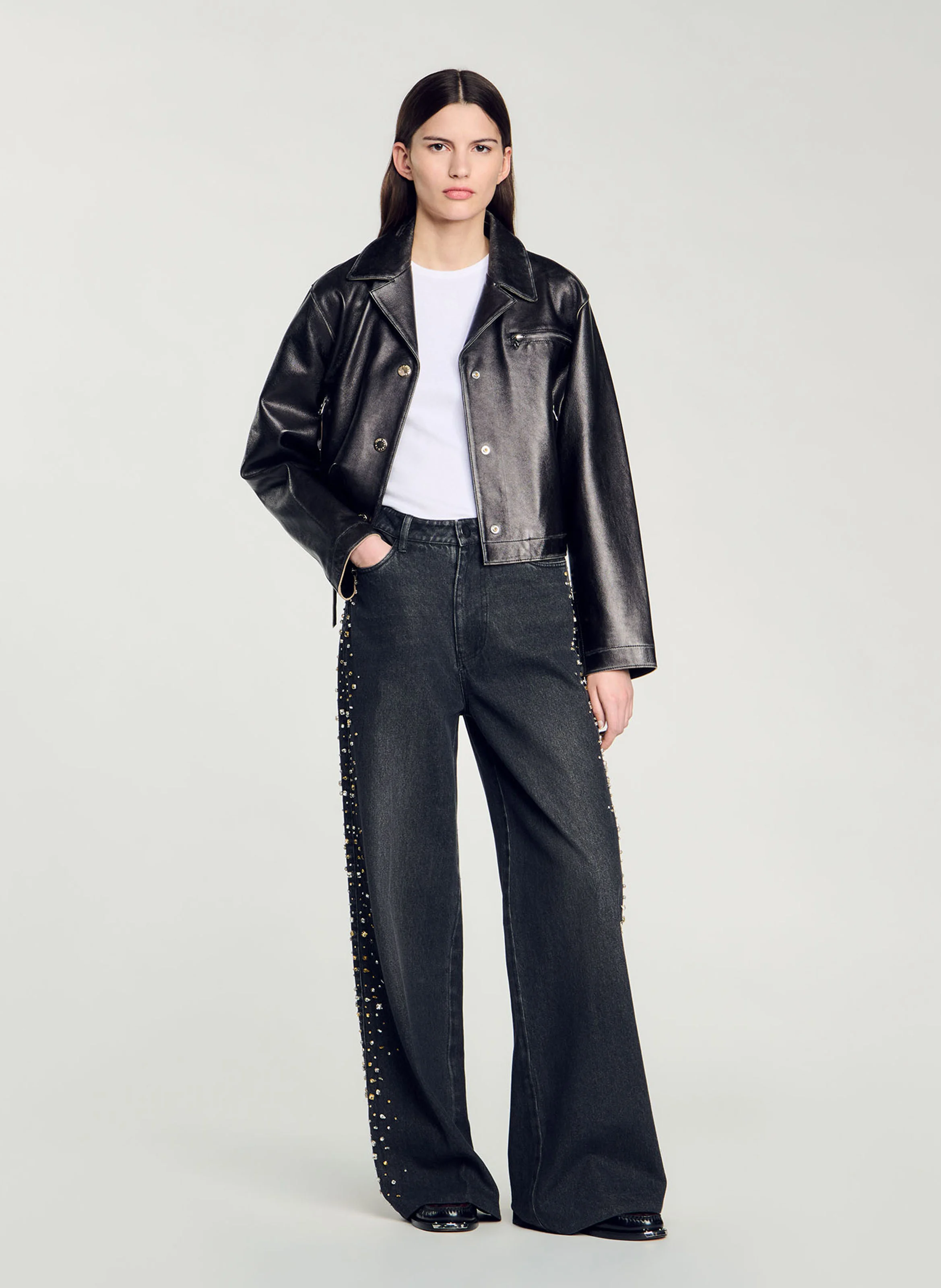 Jean large en coton | Noir