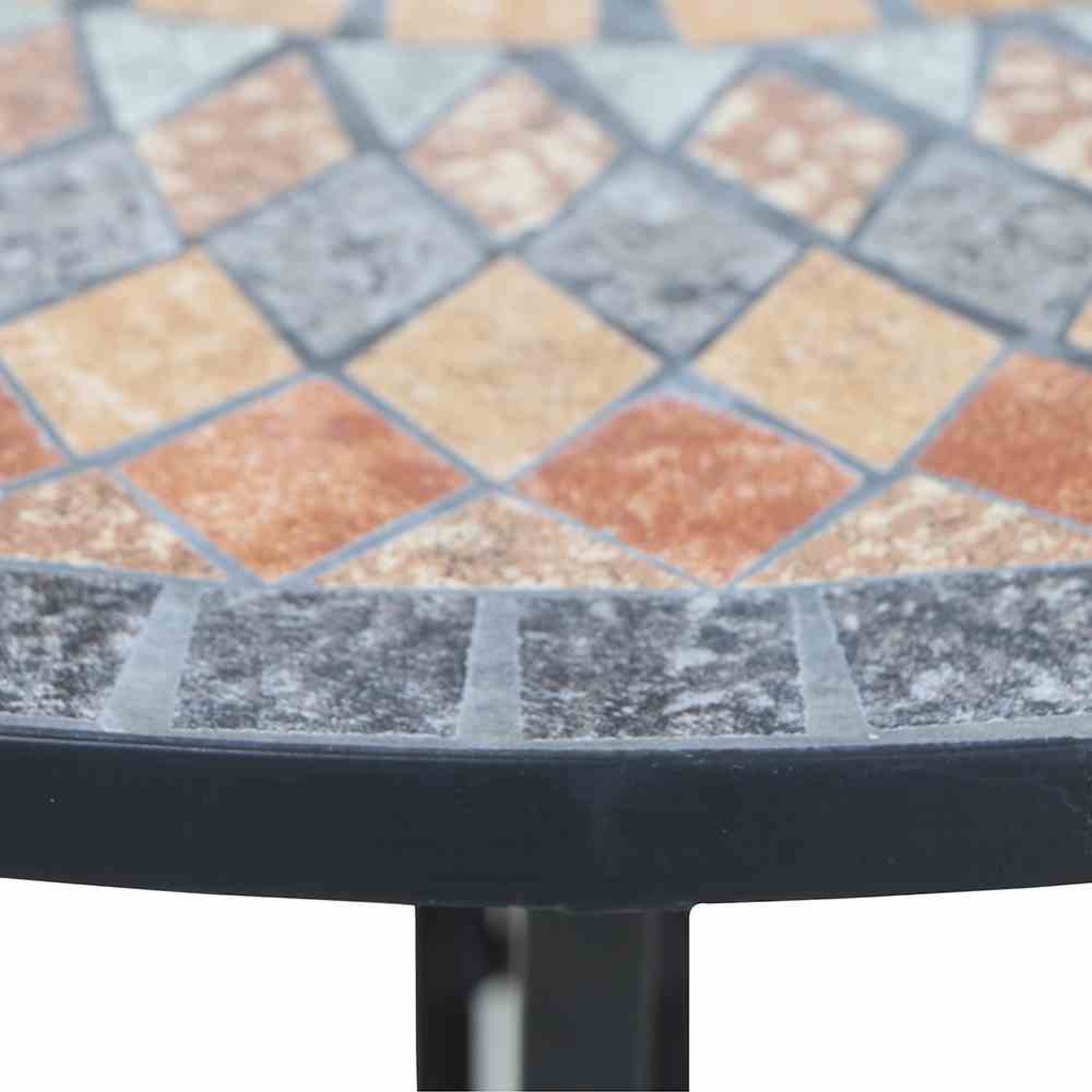 Gartentisch PRATO - schwarz - Mosaik - halbrund