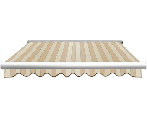 SOLUNA Semi-Cassette Luifel Classic 2.5x1.5 Doek Design S2238 Frame E6EV1 Zilver Geanodiseerd Aandrijving Rechts Inclusief Slinger
