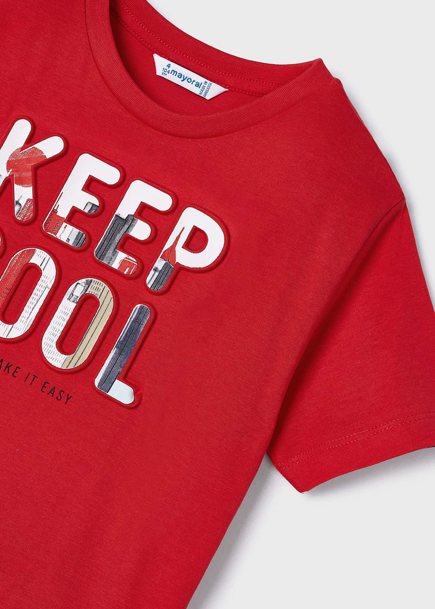 Camiseta infantil Better Cotton com estampa em relevo, White-City