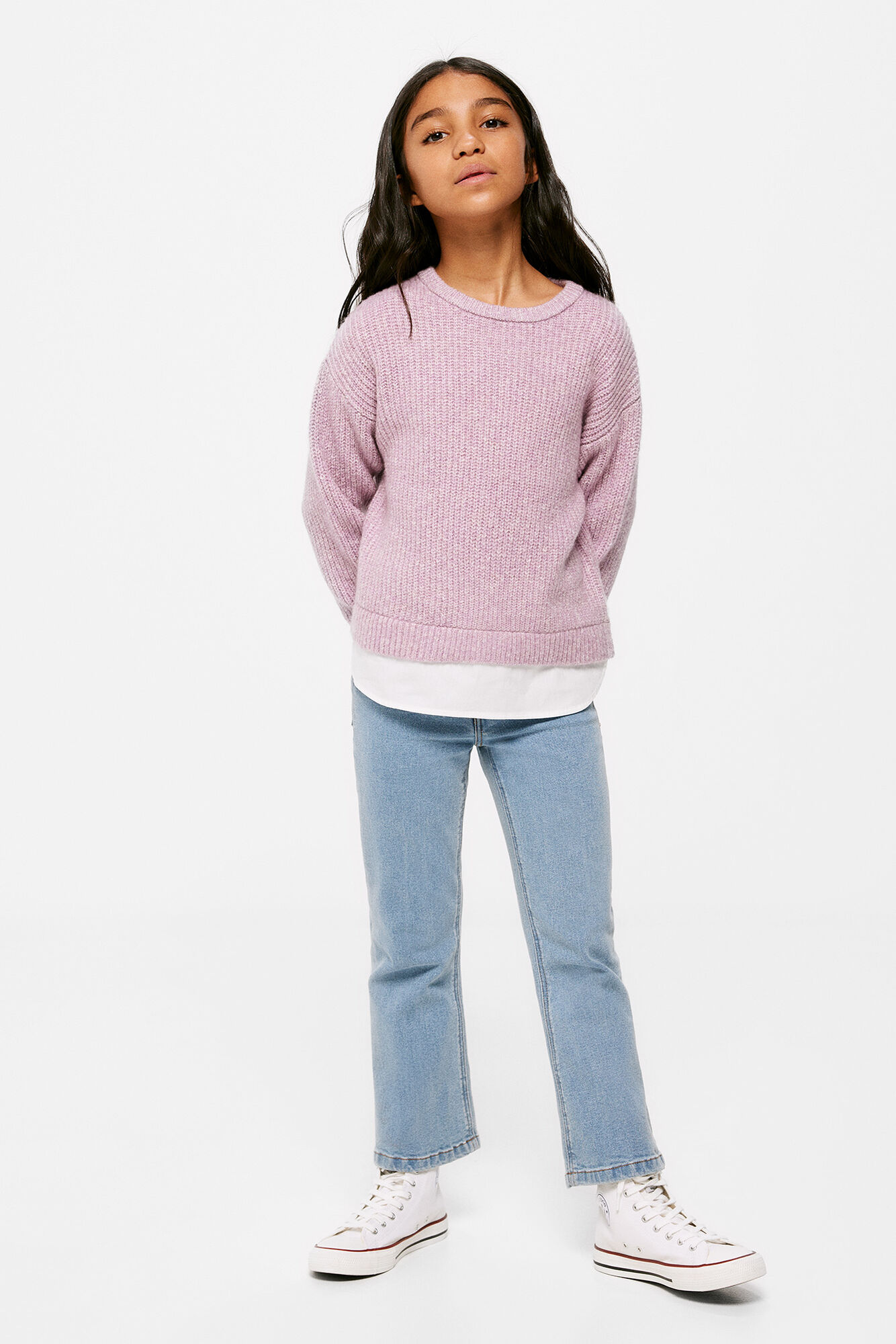 Suéter bicolor para meninas