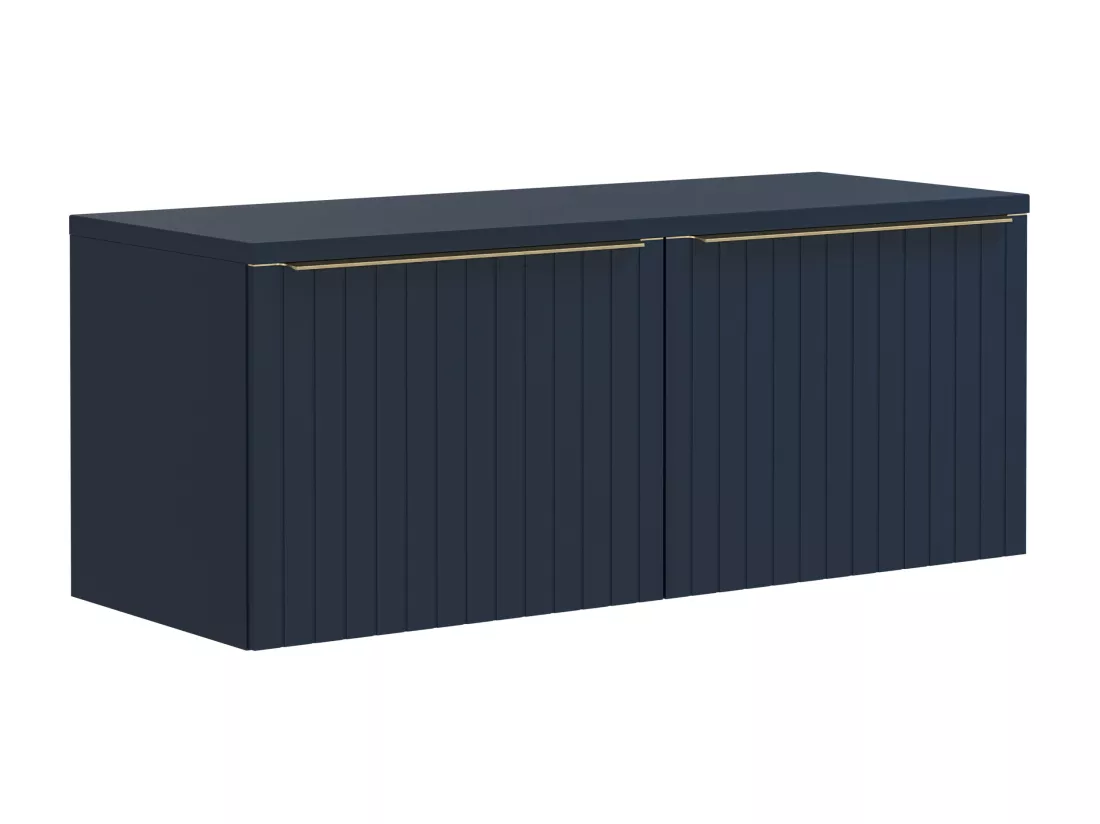 Meuble de salle de bain suspendu double vasque strié bleu - 120 cm - JOSEPHA