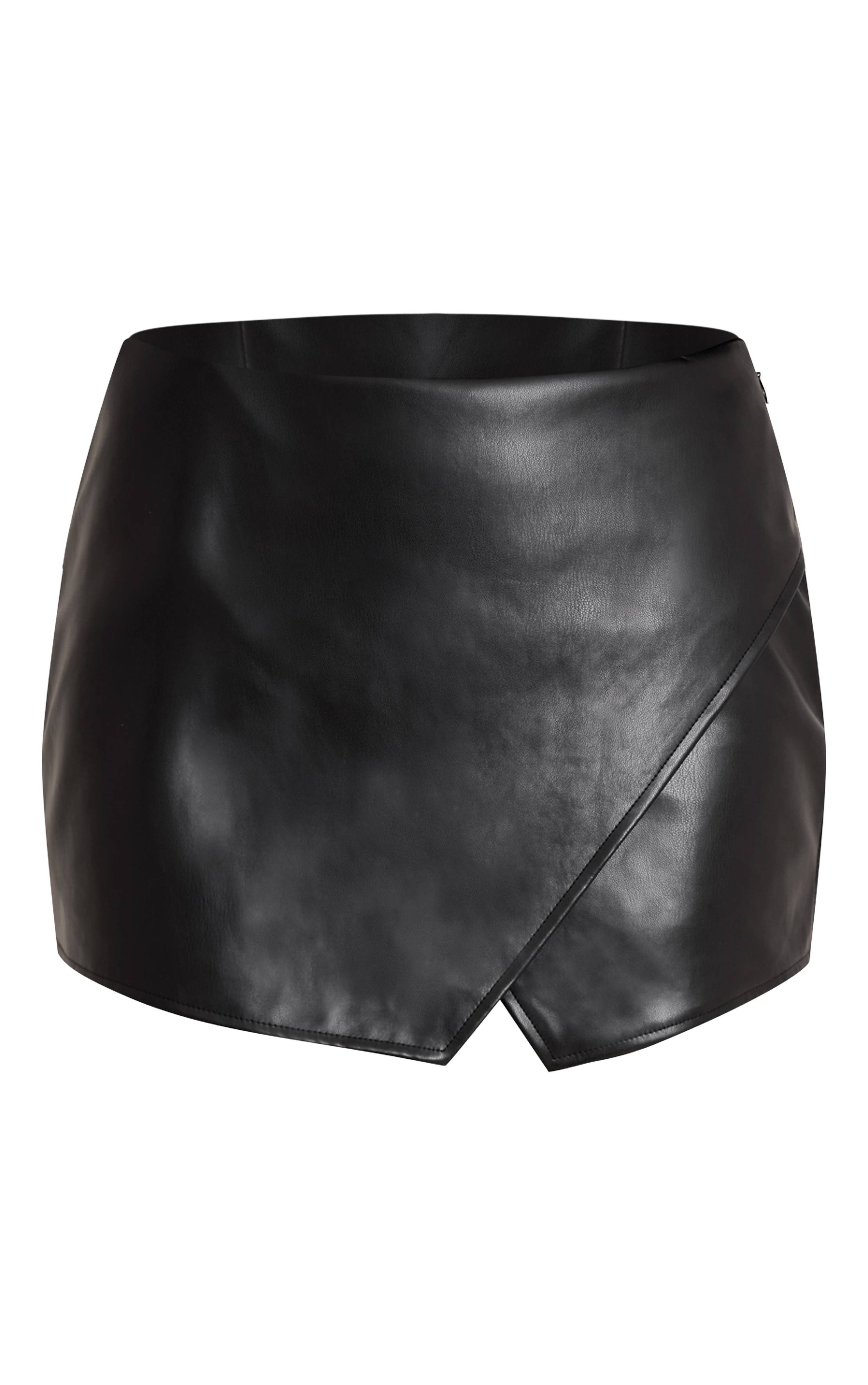 Noir Mini-jupe Portefeuille En Synthétiquecuir
