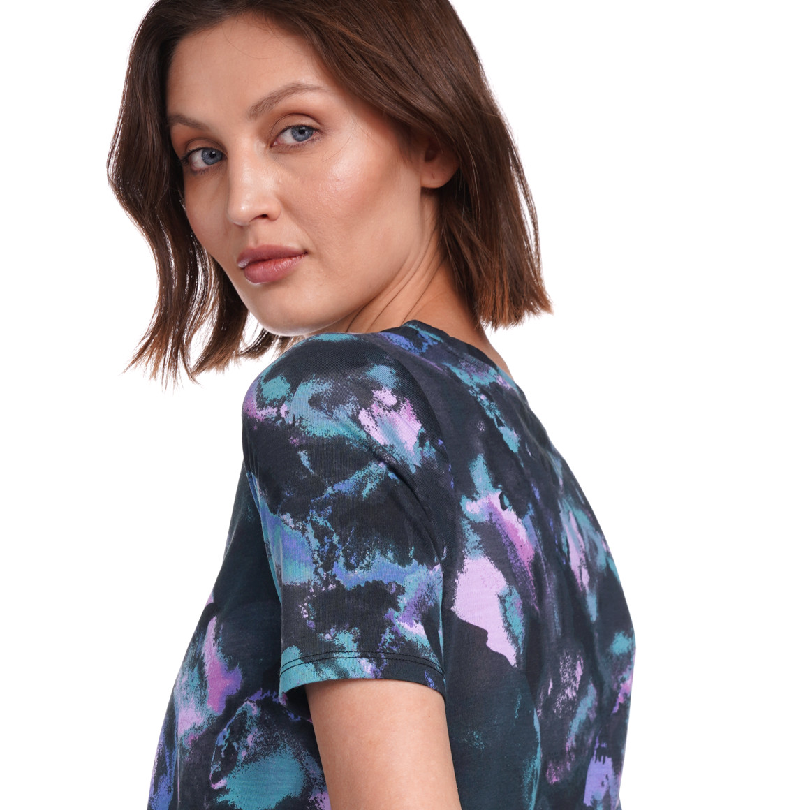 Gina Sports Damen Yoga-T-Shirt mit Knotendetail schwarz / pink / türkis
