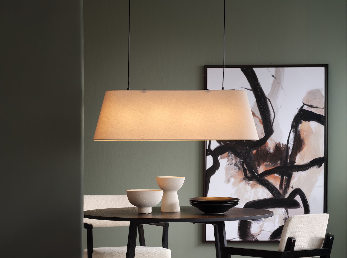 Wanda taklampe Offwhite linskjerm L95cm 4xE27