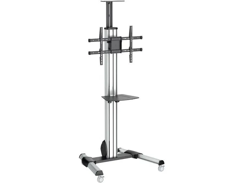 StarTech.com Heavy Duty Rolling Portable TV Cart Stand with Wheels - 32 to 75 inch - Adjustable Rotating Mobile Flat Panel Screen Mount (STNDMTV70) - Vogn med hjul - for fladt panel - plastik, aluminium, stål - sort, sølv - skærmstørrelse: 32