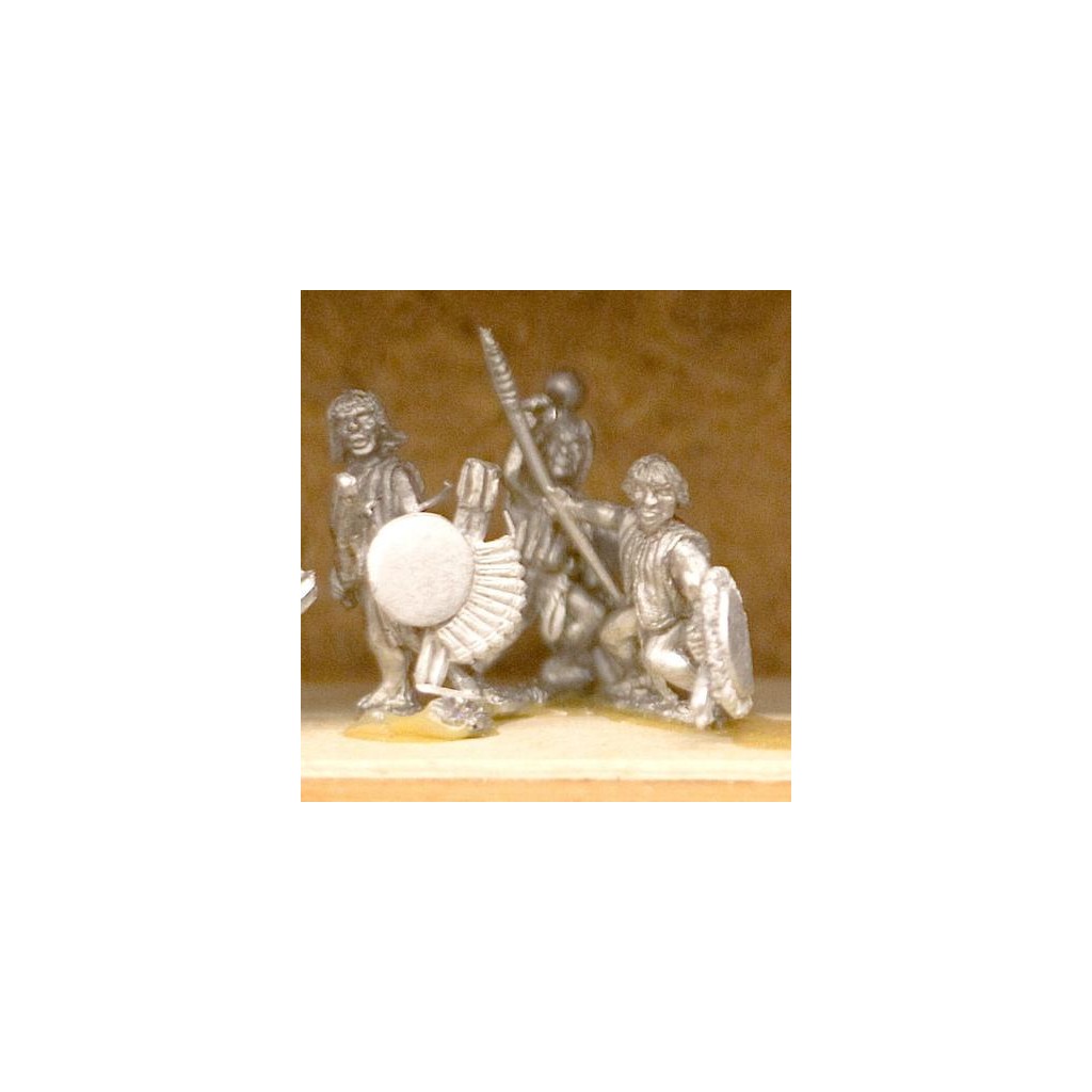 Warrior in Quilted Jacket & Breachclout with Assorted Weapons, Javelin & Shield