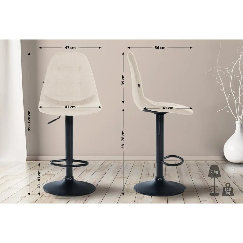 CLP Barkruk Elmore Metaal - creme