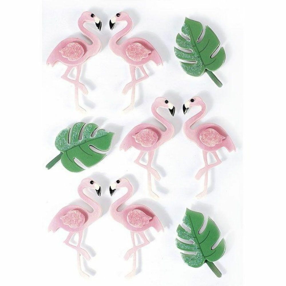 18 stickers 3d - flamants rose 5,5 cm