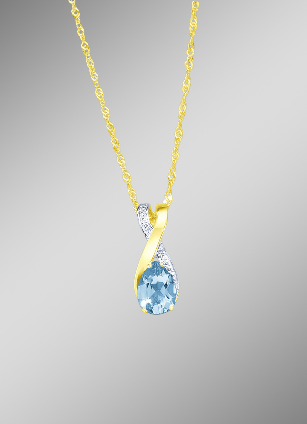 Anhänger mit Brillanten und echt Blautopas