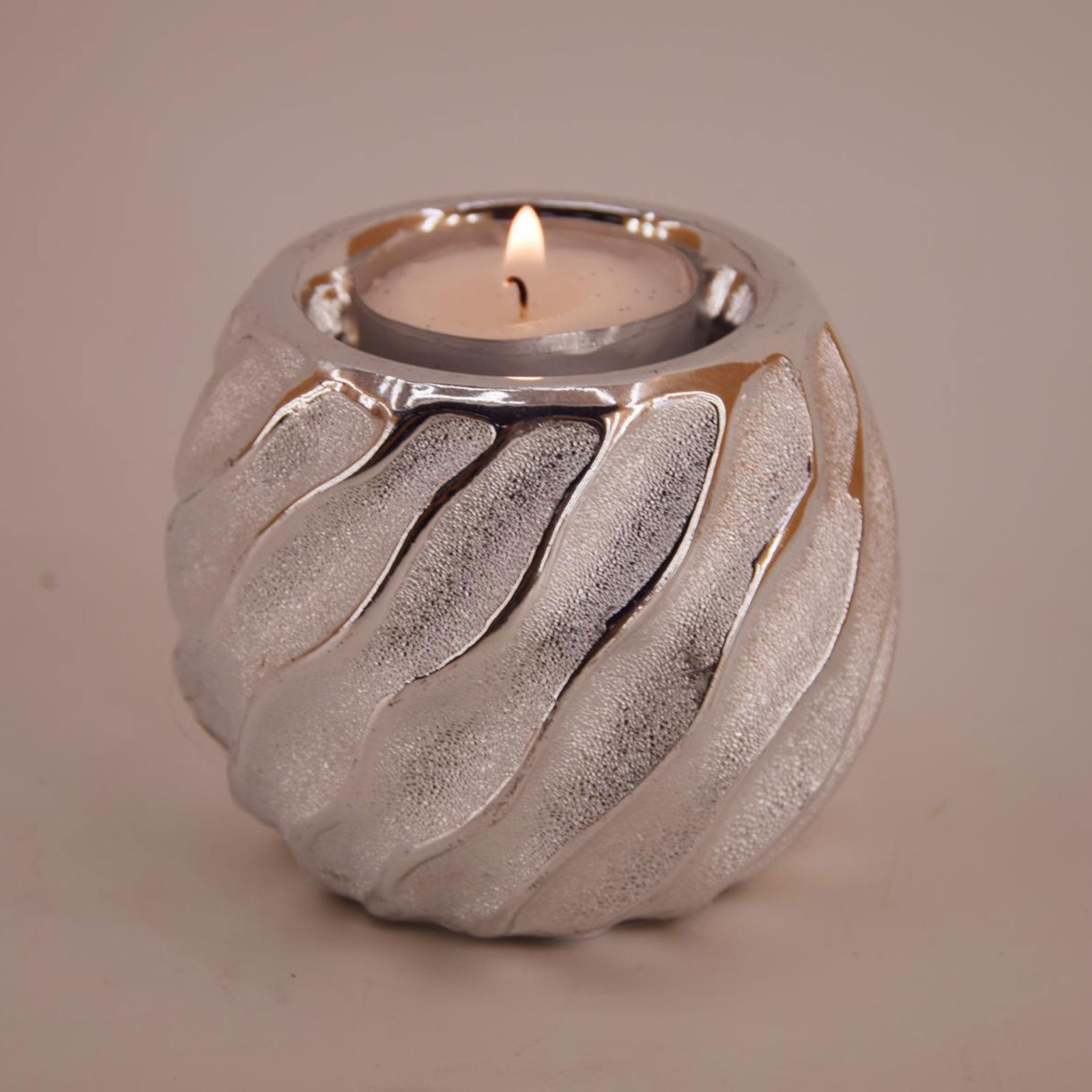Teelichthalter - silber - Ø 8 cm