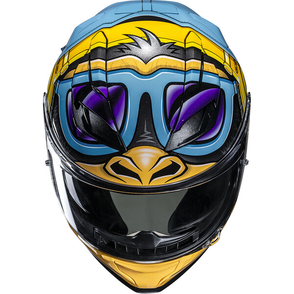 HJC - Casque F71 Monkey DJ MC23 / Bleu Clair / Jaune / Violet
