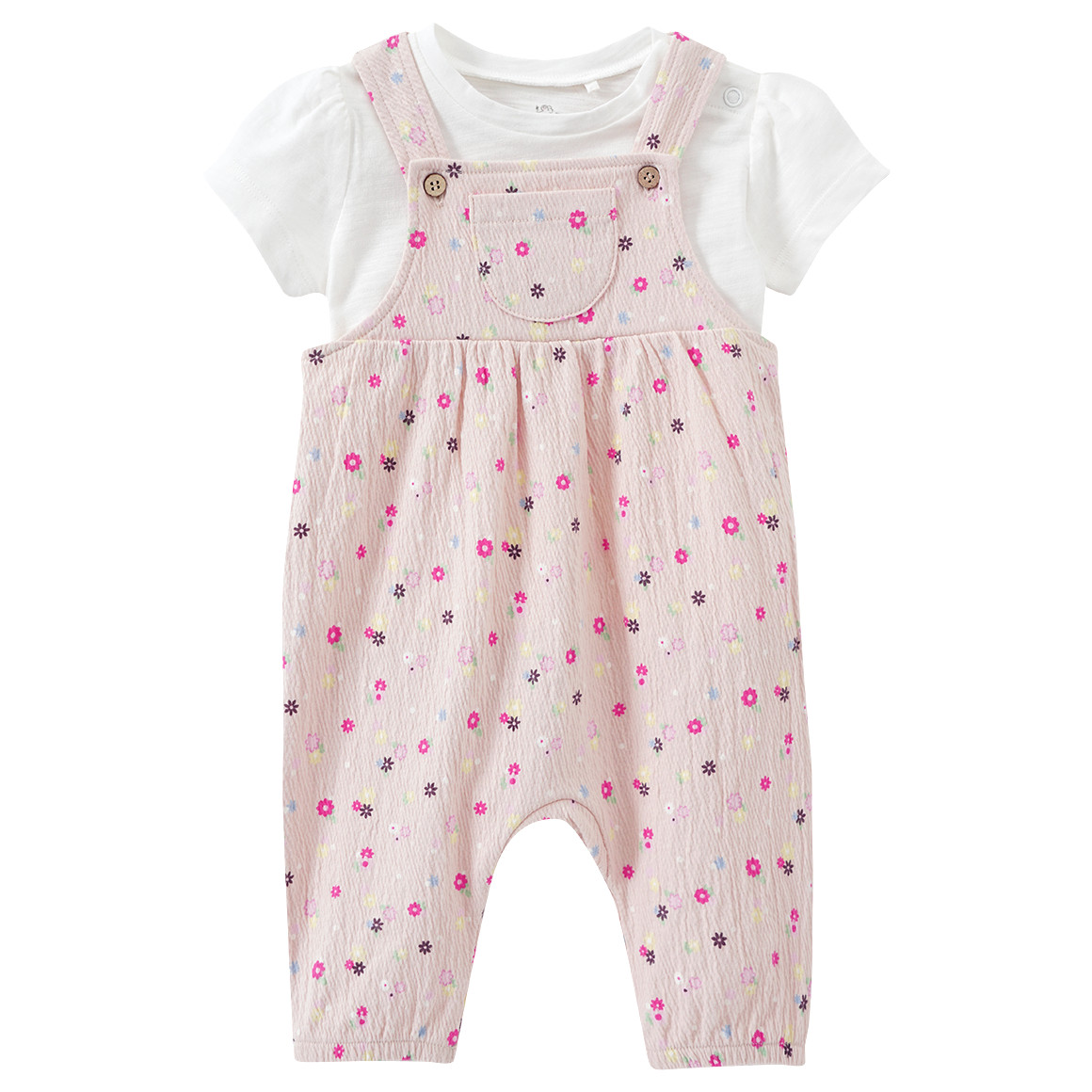 Topomini Newborn Latzshorts und T-Shirt im Set beige / weiss
