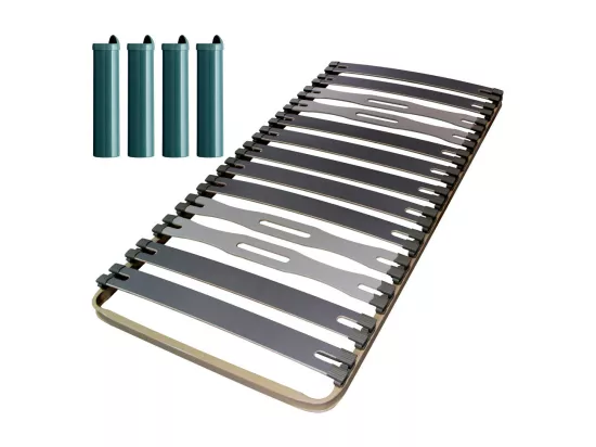 Sommier à lattes + pieds 90x200 C413 - 13 lattes bois - Fabrication française