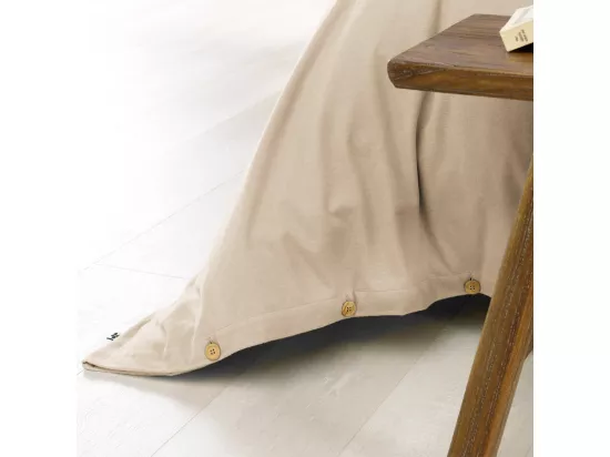 HEDDA - Housse de Couette 200x200cm Flanelle de Coton Coloris Sable