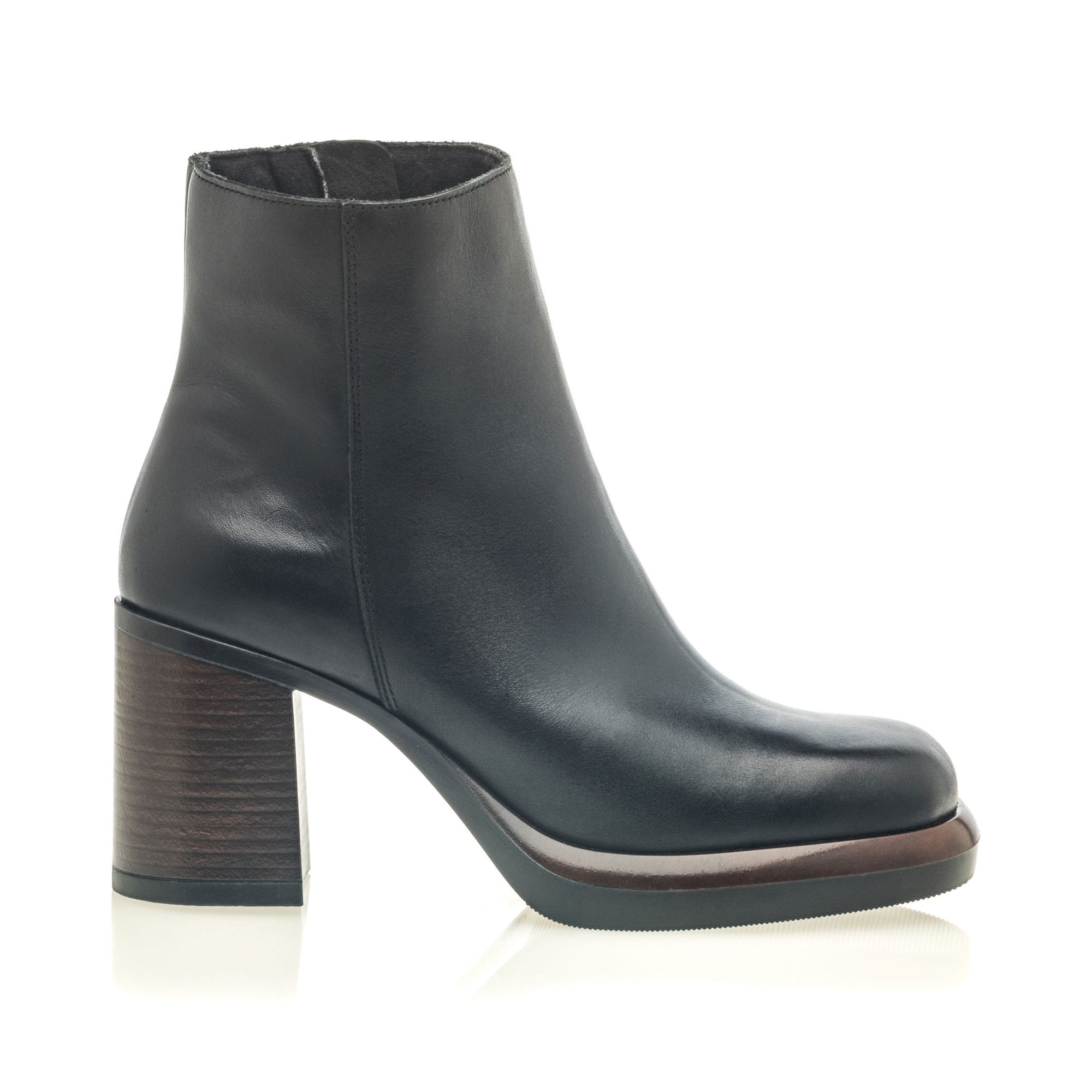 Bottines à talon Femme en cuir noir