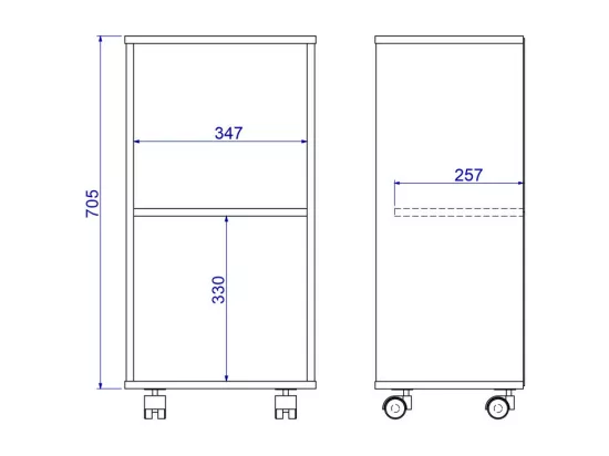 Caisson Roulant de Rangement Blanc 1 Porte H 77 cm