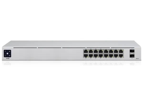 Ubiquiti UniFi Switch USW-16-POE - Switch - Administreret - 16 x 10/100/1000 (8 PoE )   2 x Gigabit SFP (uplink) - desktop, monterbar på stativ - PoE  (42 W)