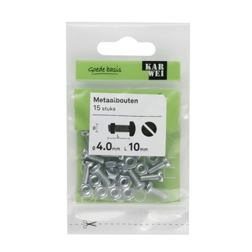 KARWEI metaalbout verzinkt 4x10 mm 15 stuks