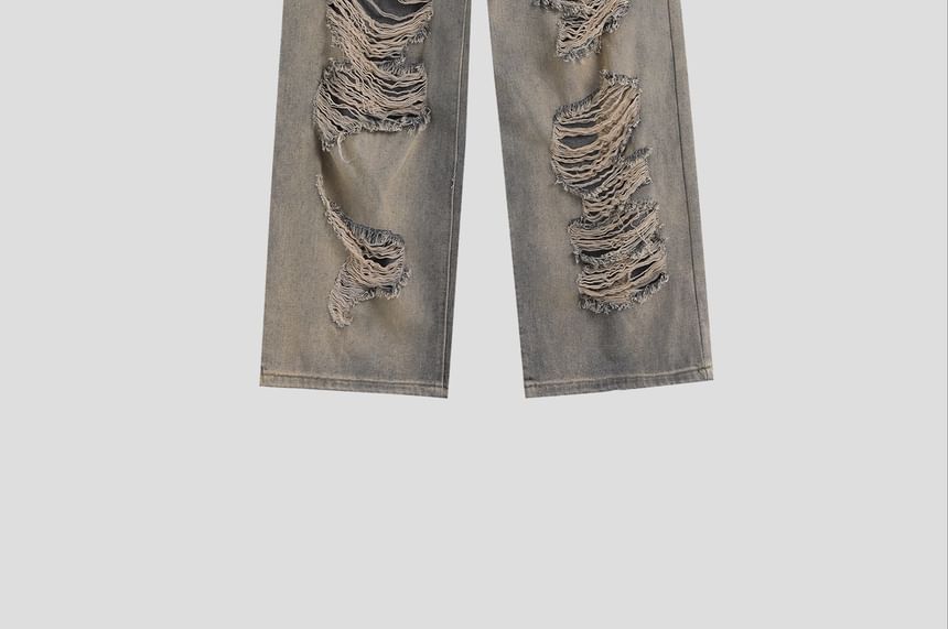 INStudio - Matching Mid Rise Washed Distressed Wide Leg Jeans voor koppels