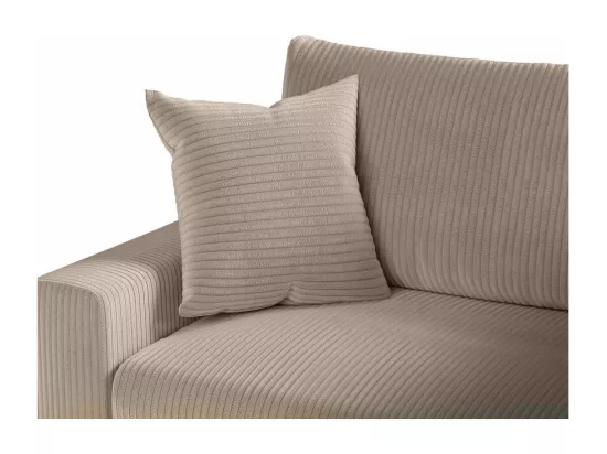 Canapé d'angle 3 places Maria réversible, convertible avec coffre en velours côtelé - Taupe - L227 x P146 x H81cm - Loungitude
