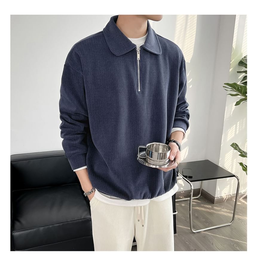 Craltuxe - Sweatshirt met kraag en halve rits