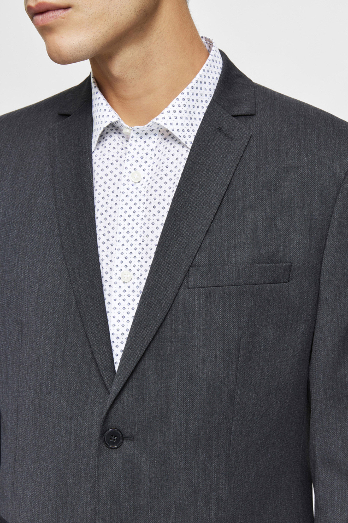 Blazer slim com lapelas - Cinza
