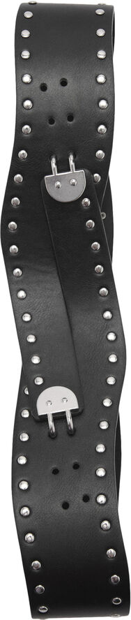 MANGO Asymmetrical studded belt Black