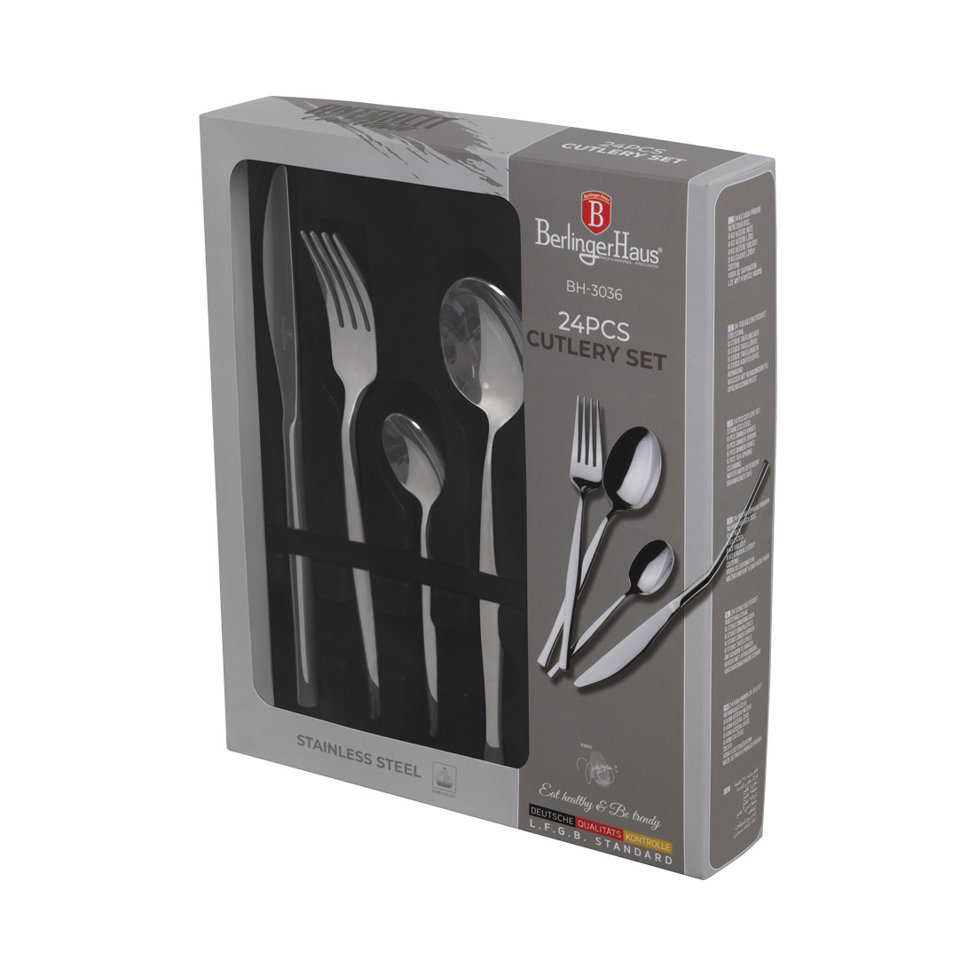 Berlinger Haus 24-teiliges Besteck-Set breit Anthracite Collection