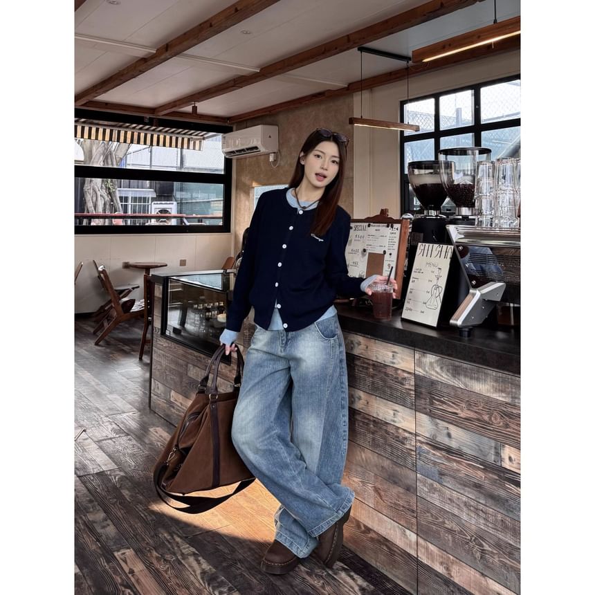 Rosesand - Low Rise Washed Loose-Fit Wijde Jeans