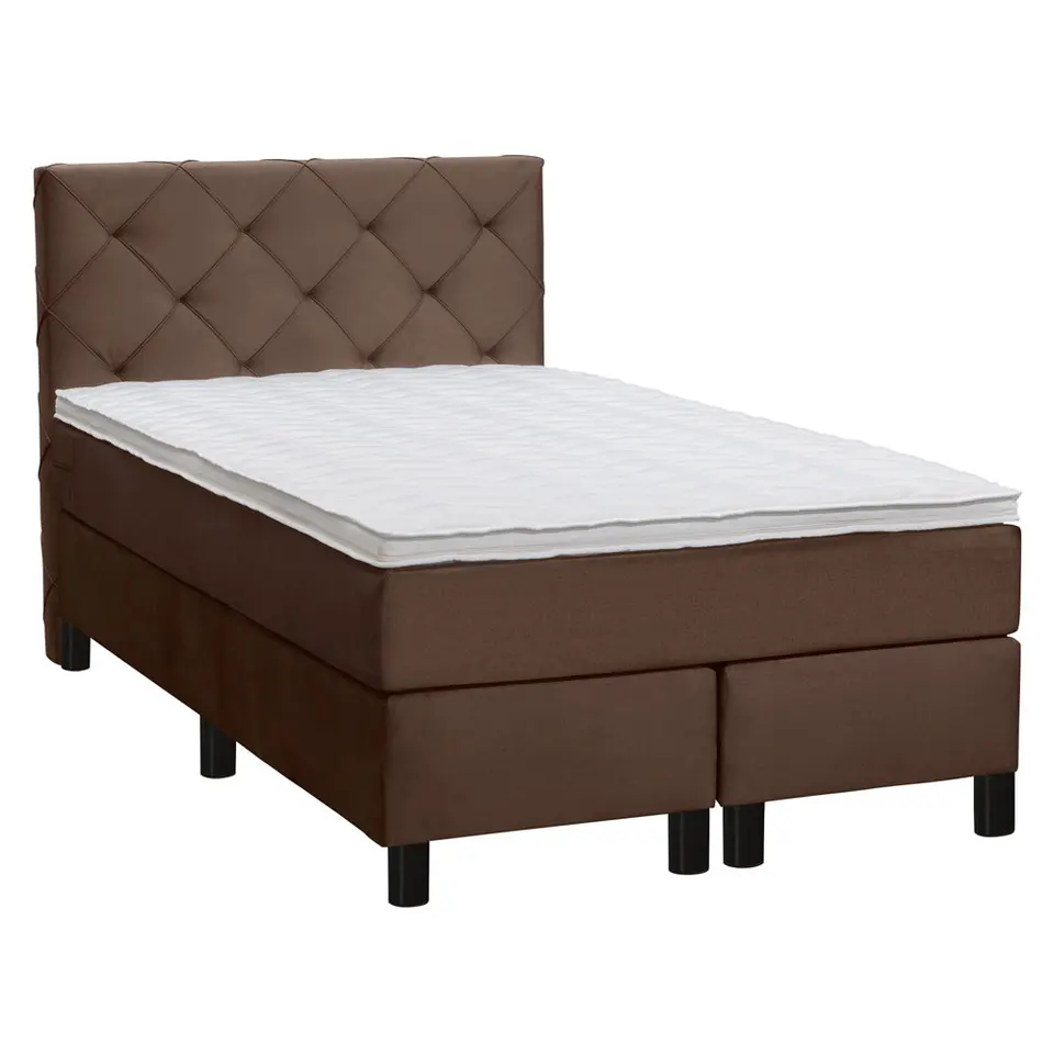 Boxspring Liv geruit - bruin - 120x200 cm - ronde poot