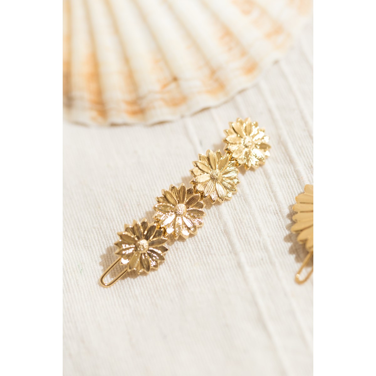 mini barrette fleurs doré à l'or fin - MAÏA