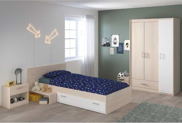 Kinderkamercombinatie Charly - Kinderbed 90x200 - Nachtkastje - Kledingkast