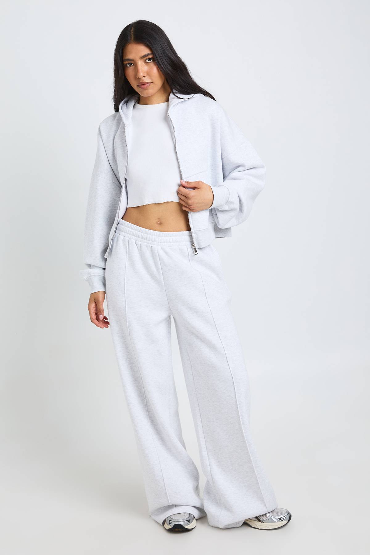 boohoo Jogging Droit Taille Haute Avec Détails De Plis Piqués