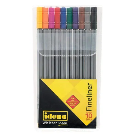 Idena Fineliner, 10 Stück/10 Farben, Strichstärke 0,4 mm